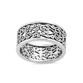 thumbnail image 3 of 925 Sterling Silver Oxidized Platinum Plated Filigree Heart Women Valentines Day Gifts Ring, 3 of 4