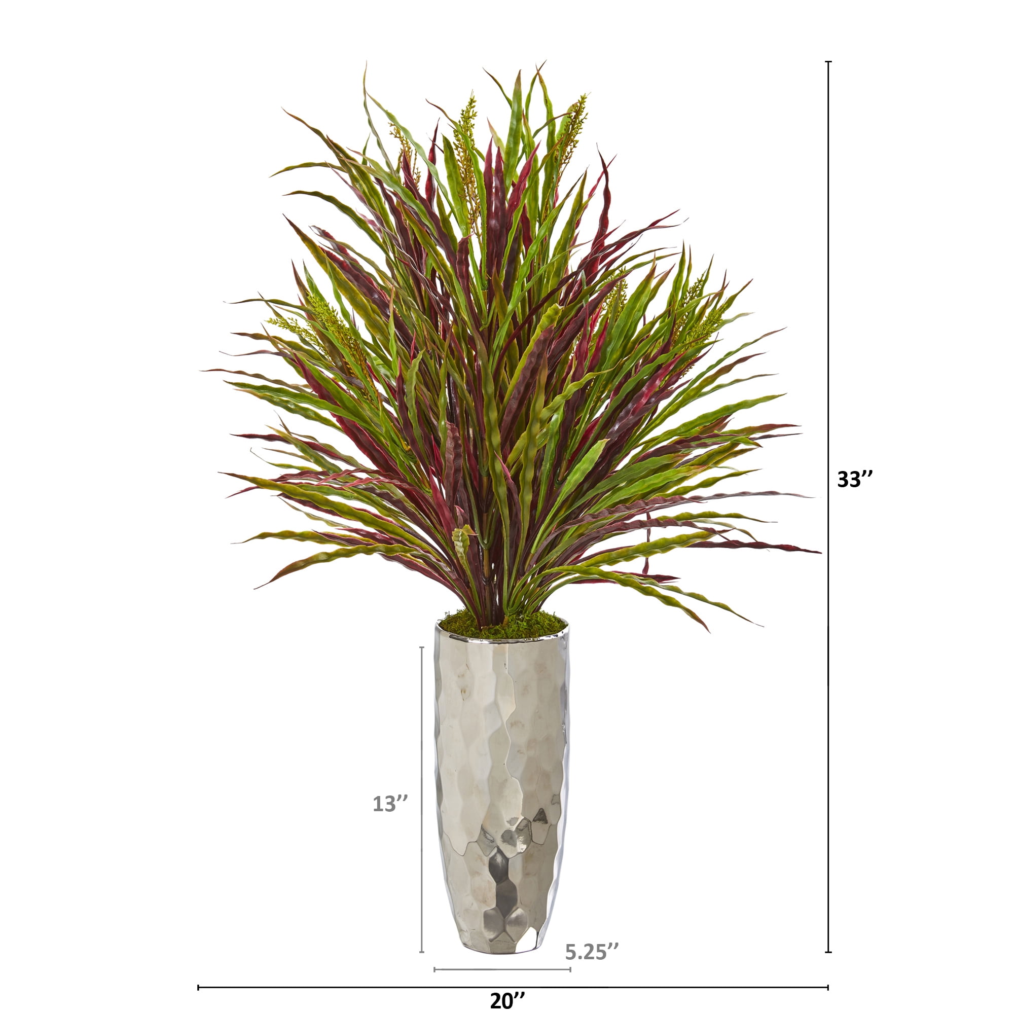 Nearly Natural 33in. Fall Grass Artificial Plant in Silver Planter, Multicolored