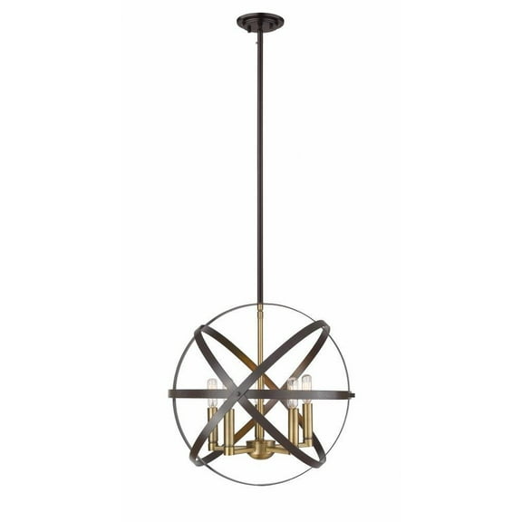 5 Light Pendant in Transitional; Style 18 inches Wide By 17.5 inches High-Hammered Bronze/Olde Brass Finish Bailey Street Home 372-Bel-2959232