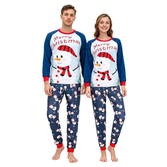 HYCLES Christmas Couple Pajamas Sets Holiday Sleepwear Matching Christmas Pjs Long Sleeve