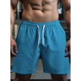 thumbnail image 3 of Men'S Quick Dry Elastic Waist Drawstring Loose Fit Athletic Gym Shorts Lake Blue XXL, 3 of 5