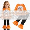 thumbnail image 4 of HCNTES Baby Girl Winter Clothes Girls Halloween Outfits With Pumpkin Print Hallomas Clothing Set Long Sleeve Blouse With Lace Trim Flare-Leg Pants Athletic Clothes For Kids Matching Sets, 4 of 9