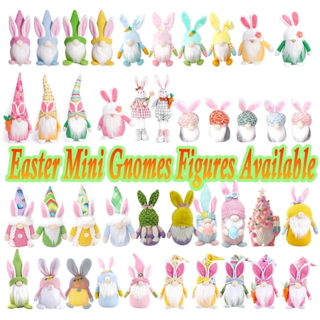 2PCS Easter Bunny Gnome Plush Gift Set Faceless Dwarf Doll Ornaments for Table Shelf and Room Display Cute Spring Nordic Gnome Accent for Easter Festival Decor HAODEJW Multicolor