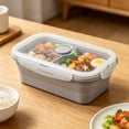 thumbnail image 4 of Clearance Under $4, 1 Pack Collapsible Silicone Food Storage Container, 550ml Reusable Lunch Box with Lid, Microwave and Freezer Safe Bowl for Meal Prep and Travel(Grey), 4 of 6
