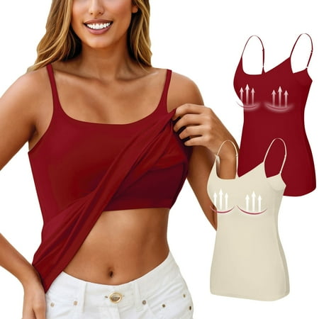 Nokdvo 2PC Yoga Racerback Tank Top for Women with Built in Bra Women s Padded Sports Bra Fitness Workout Running Shirts L