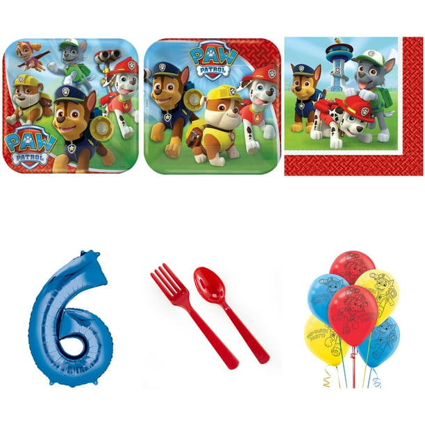 Paw Patrol 6th birthday supplies party pack for 16