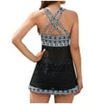 thumbnail image 4 of Meichang Maillot de Bain à Imprimé Aztèque pour Femmes Tankini 2 Pcs Robe de Bain Rembourrée avec Short Garçon Contrôle du Ventre Ensemble de Tankinis, 4 of 7