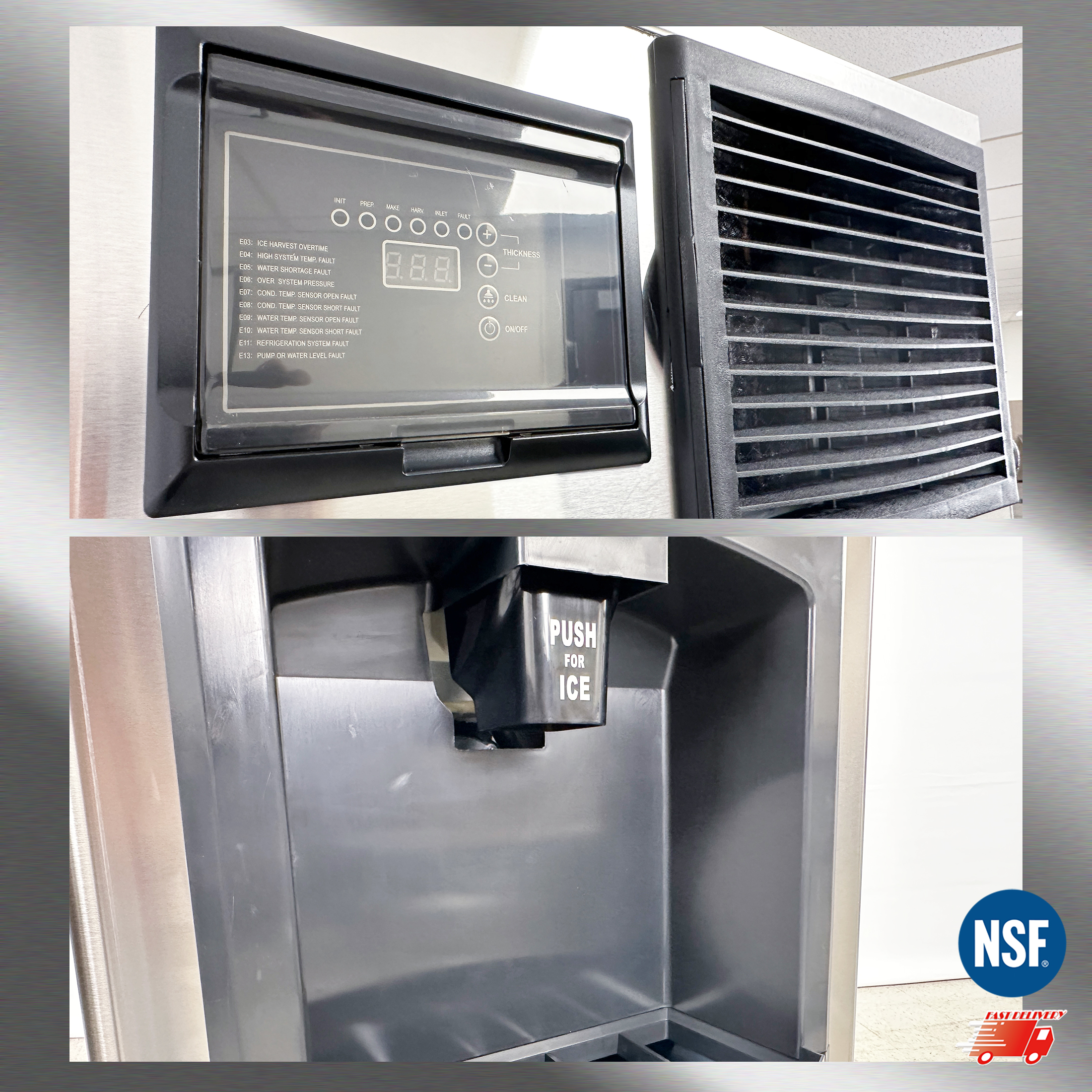Cooler Depot NSF-Certified 350 lb Air-Cooled commercial Ice Maker and Dispenser, Stainless Steel, Model HD-130B