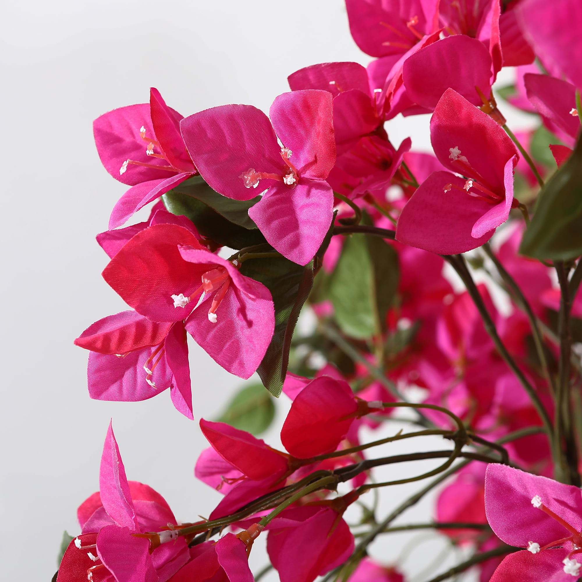 DR.Planzen 5 feet Artificial Bougainvillea Flowers Tree In Black Plastic Pot, Indoor Plants with Wood Trunk and Pink Flowers for Housewarming Decor