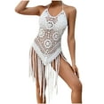 thumbnail image 1 of Sexy Vestido de Verano de las Mujeres de Color Sólido de Ventilación Eslinga Hueca Cubrir con Borsela, Cómodo Vestido de Playa para Ocasional, 1 of 4