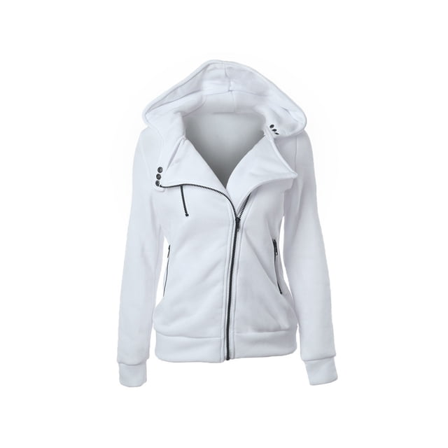 Tralilbee Nouveau Chandail à Capuche Multicolore à Manches Longues et Fermeture Éclair Diagonale pour Femmes, Col en V, Automne et Hiver