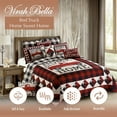 thumbnail image 2 of Virah Bella 2 Piece Twin Cabin Quilt Bedding Set - Strain Red Truck Home Sweet Home - Rustic Wildlife Country Reversible Camping Comforter with Decorative Pillow Shams, Red/White, 2 of 6