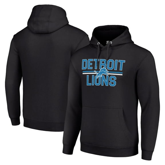 Unisex Starter Black Detroit Lions Team Mesh Print Graphic Tri-Blend Pullover Hoodie