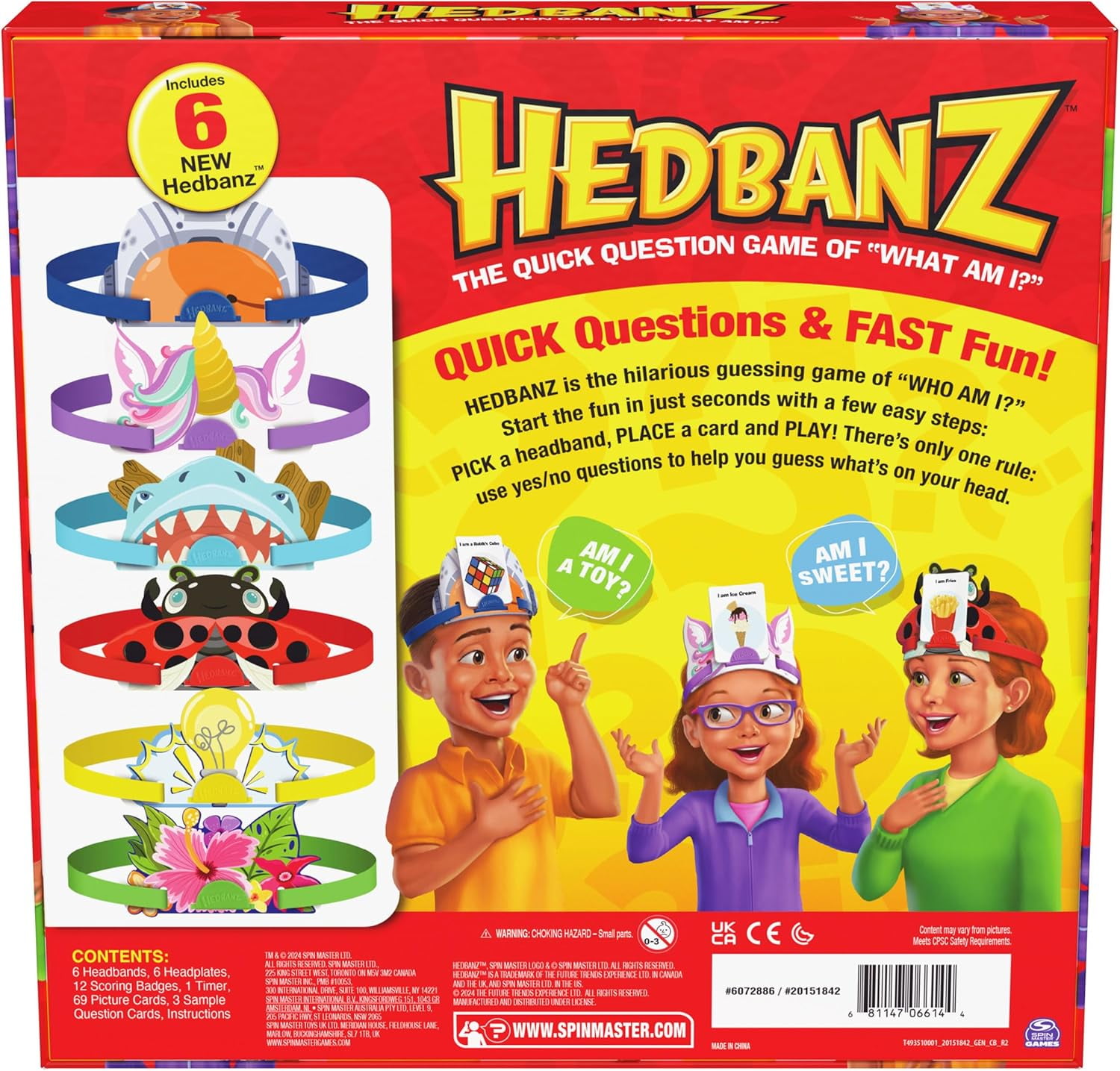 Hedbanz Board Game 3rd Edition, Family Guessing Game “What Am I?”, Ages 6+, 2–6 Players