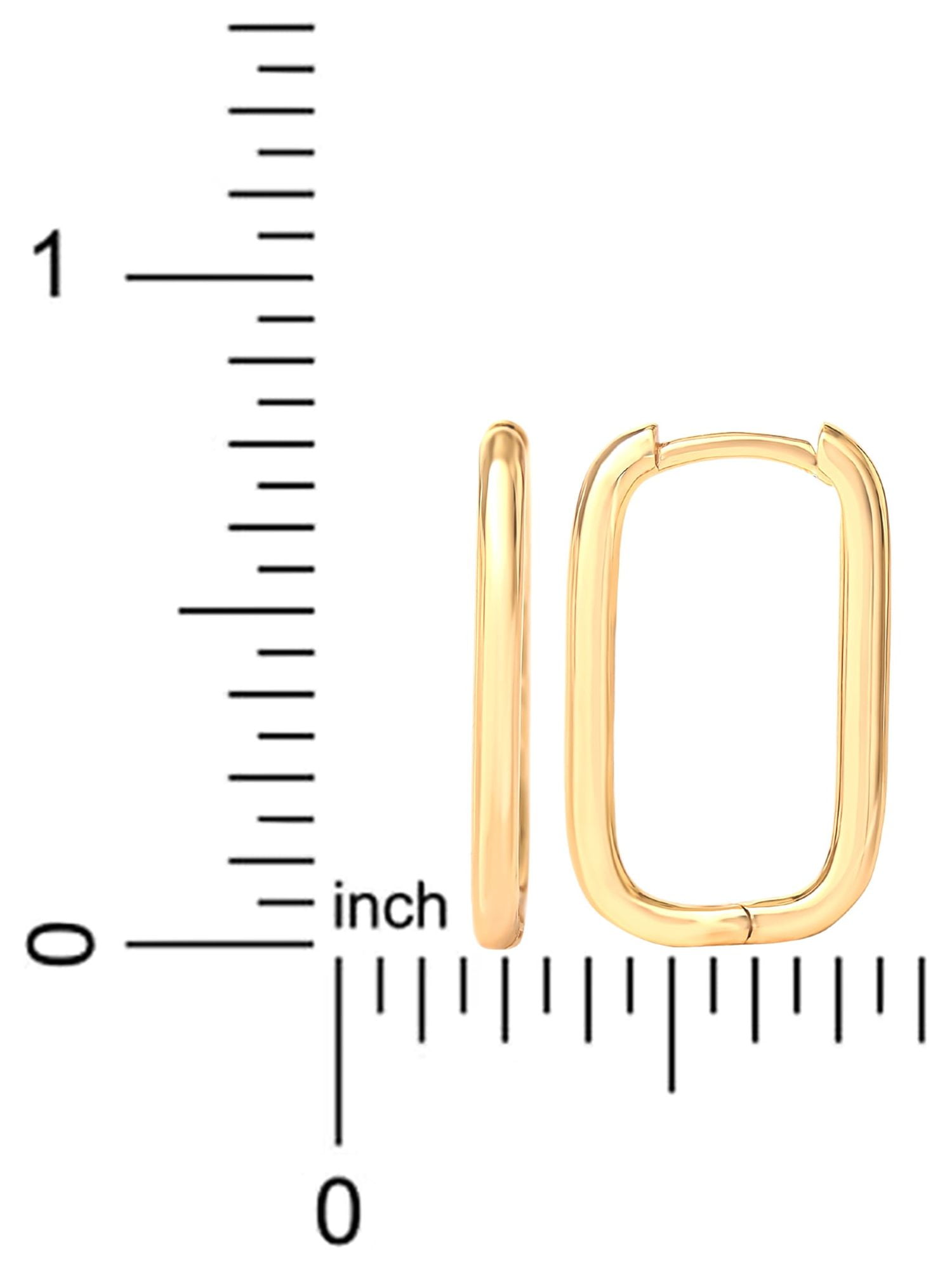 JS Jessica Simpson Women’s Gold Plated Sterling Silver Rectangular Hoop Earrings