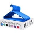 thumbnail image 6 of Utopia Home Plastic Hangers 50 Pack - Space Saving Clothes Hanger - Durable & Strong Closet Organizers and Storage with Built-in Strap Hooks - Essential for Shirts, Pants, Skirts & Coats (Blue), 6 of 7