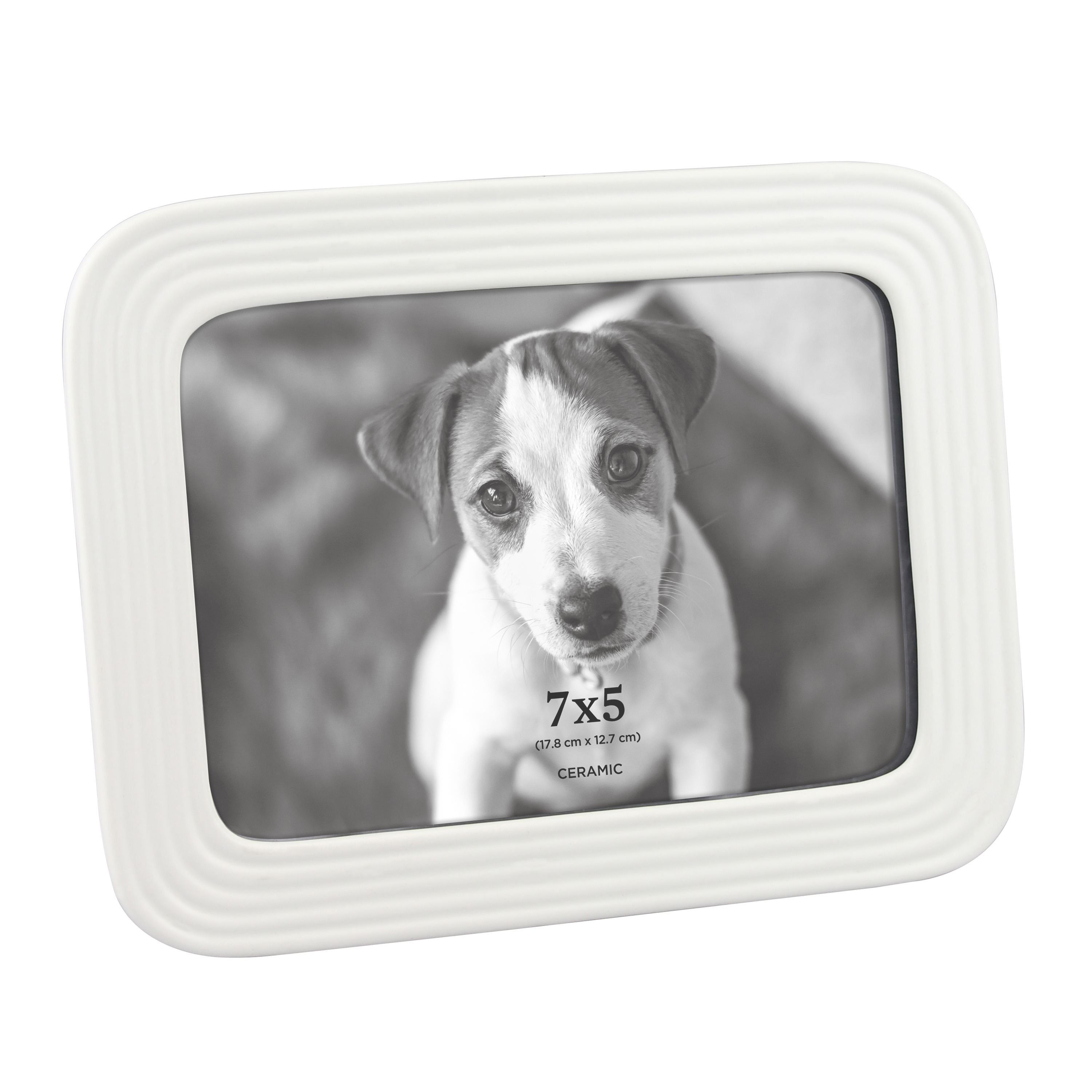 Better Homes & Gardens 5x7 Ceramic Tabletop Picture Frame, White