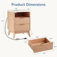 thumbnail image 2 of Gianna Set of 2 Nightstands with Charging Station, Faux Marble Top Bedside Table with 2 Drawers and Open Shelf for Bedroom, Living Room, Wood, 2 of 7