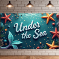 thumbnail image 2 of LUUFILx Under the Sea Nautical Themed Backdrop Banner Party Supplies Photography Props Ocean Birthday Decoration Baby Shower Background Underwater Event Decor, 2 of 8