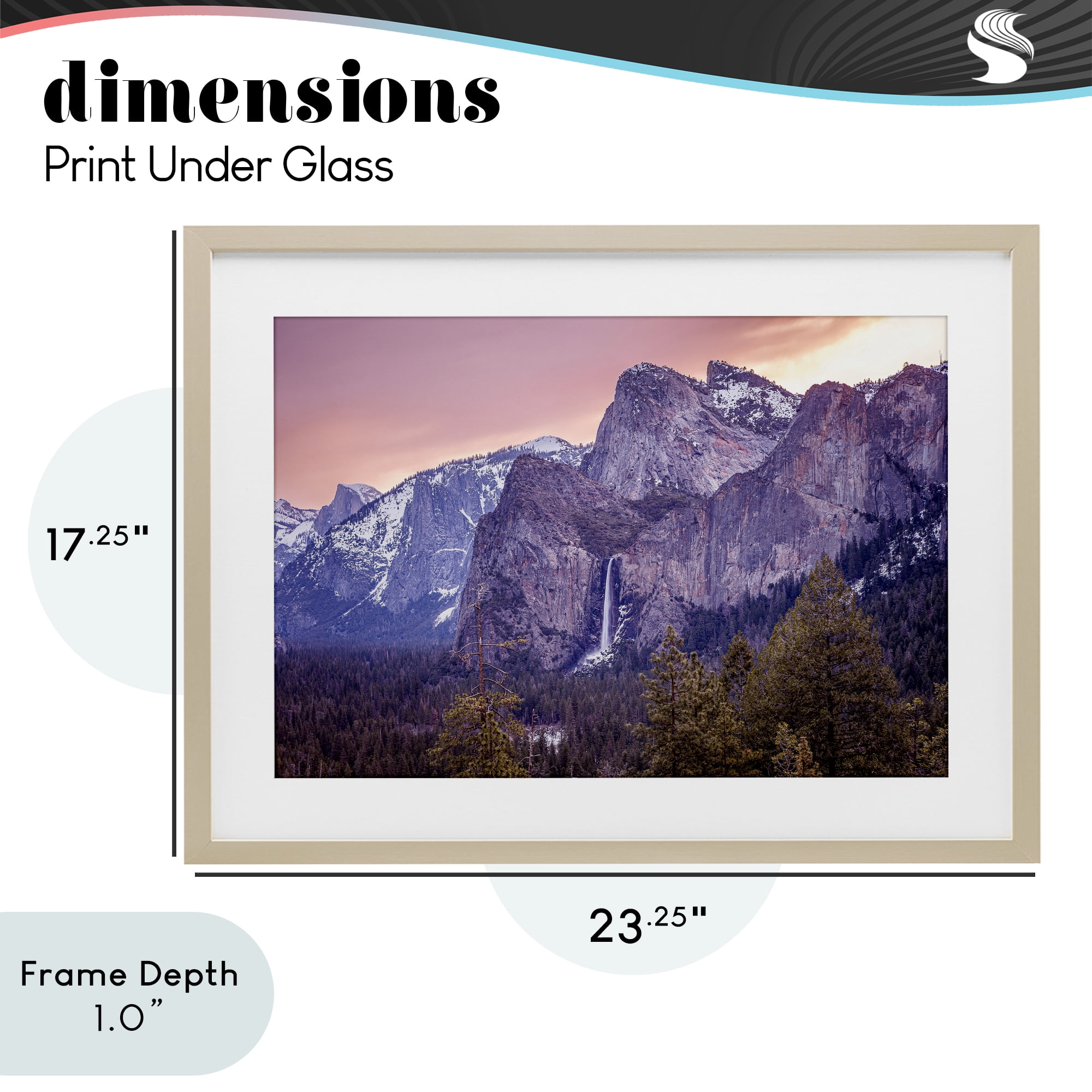 Stupell Industries Majestic Mountain Waterfall Sunset Birch Framed Print Under Glass, design by Shelley Carlisle