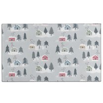 Gray Christmas House and Tree Pattern Door Rugs,Washable Non Slip Door Mats Indoor,Decorative Door Mats,Entry Mat Indoor for Entrance,Bedroom,Kitchen,Bathroom,17"x30"