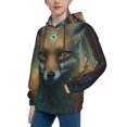 thumbnail image 2 of KLL Unisex Kids Boys Girls Hooded Pocket Pullover Hoodies-Vintage Pattern Fox, 2 of 5