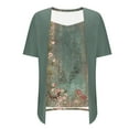 thumbnail image 4 of IROINNID Women's Printed Fake Two Piece Blouse Short Sleeve Round Neck Tops,Summer Fashion Casual Tops,Trendy Design(Mint Green#3,), 4 of 6