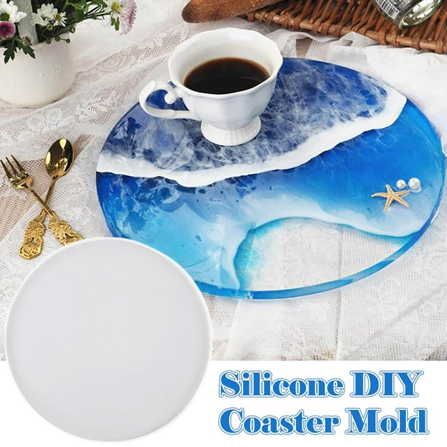 Agiferg Moule en Silicone pour Tapis Rond en Forme de Tasse, Moule de Coulée en Résine, Outil d'Art et d'Artisanat en Époxy 12 Pouces