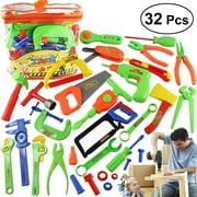 32Pcs Kids Tool Set, Pretend Play Toddler Power Toy Tool with Construction Tool Bag & Electronic Toy Drill for for Boy Girl Halloween Birthday Dress Up Party