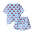thumbnail image 6 of Amidoa Girls Summer 2 Piece Outfits Cute Floral Short Sleeve and Elastic Waist Shorts Kids Clothing Set Blue Size 4T Blue Size 4T, 6 of 6