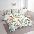thumbnail image 2 of Castle Fairy Cute Town Road Bedding Comforter Set 7pcs for Kids, Whimsical House Car Queen Bedding Sets for Bedroom, Green Yellow, 2 of 7