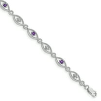 Primal Silver Sterling Silver Rhodium-plated Amethyst Diamond Bracelet