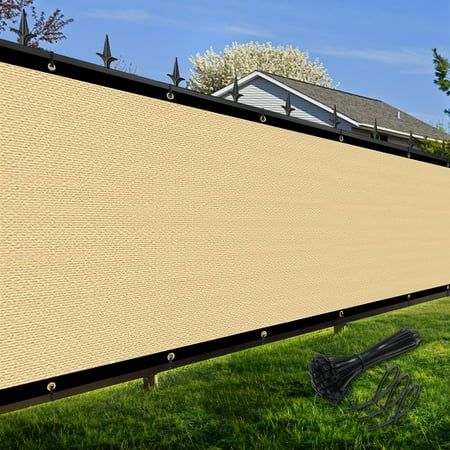 Shade&beyond Privacy Fence Screen 4x155 FT Sand Customized Outdoor Mesh Panels for Backyard  Balcony Patio Construction Site with Zip Ties