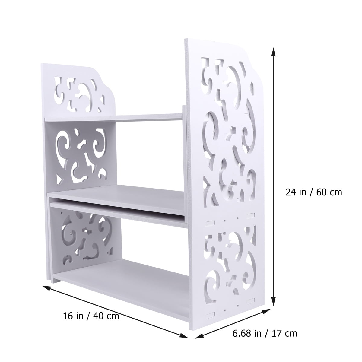 Tineasur White Wooden Desktop Bookshelf Desk Organizer Office Shelves for Space Saving and Storage
