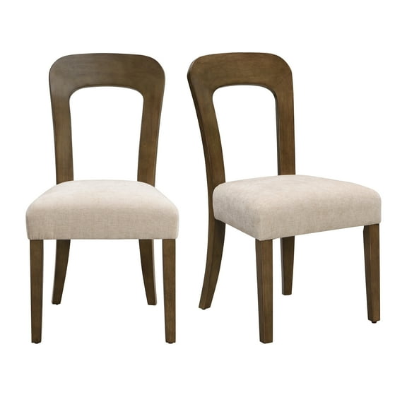 Upholstered Dining Chairs Set Of 2, Upholstered Kitchen Armless Side Chairs With Hallow Backrest, Padded Seat And Wood Legs, 330 LBS Weight Capacity