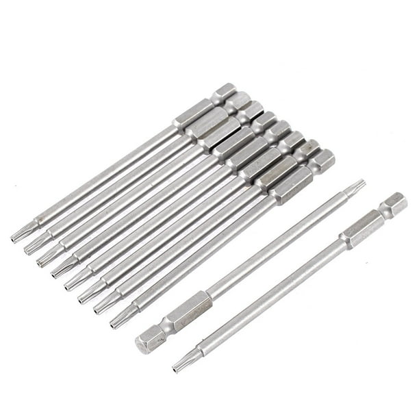 10pcs 100mm Hex Shank Magnetic T15 Security Torx Screwdriver Bits Tool