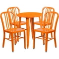 thumbnail image 5 of BizChair Commercial Grade 30" Round Orange Metal Indoor-Outdoor Table Set with 4 Vertical Slat Back Chairs, 5 of 5