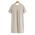 thumbnail image 4 of Celmia Women All-match Round Neck Short Sleeve Shirt Dress with Pocket, 4 of 4