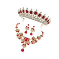 thumbnail image 3 of 1 Set Unique Bride Crown Necklace Earring Set Elegant Jewelry Wedding Dress Accessories Costume Accessory for Women Female (Red), 3 of 4