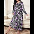 thumbnail image 4 of Camisón de Larga para Mujer, Estampado, Camiseta, Vestido de Dormir Mariposa Morada XXXL, 4 of 6