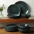 thumbnail image 4 of Montecito Breeze 16 Piece (Service for 4) Double Plates and Bowls Stoneware Reactive Glaze Dinnerware Set - Laguna Dawn, 4 of 12