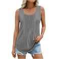 thumbnail image 2 of Brilliant Tank Tops for Women under $5 Summer Women Solid Color Round Neck Sleeveless Casual Tee Tank Tunic Tops Blouse Silver XXXL, 2 of 6
