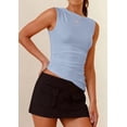 thumbnail image 4 of PRETTYGARDEN Womens Tank Top Spring Ruched Asymmetrical Going Out Top Slim Fit Sleeveless Shirts Summer Clothes, 4 of 10
