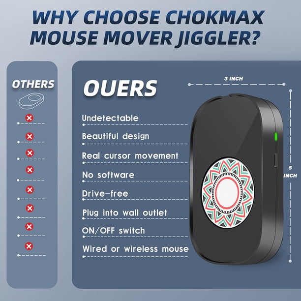 Mouse Jiggler Plug and Play Simulador de movimiento del mouse para computadora (negro) Tmvgtek Para estrenar