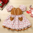thumbnail image 2 of IDOPIP Toddler Baby Girls Christmas Dress Short Puff Sleeve Printed Smocked Skater Dress, 2 of 7