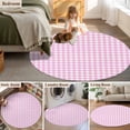 thumbnail image 6 of Pink Grid Round Area Rug 4 FT, Non Slip Indoor Outdoor Rug, Checkered Plaid Gingham Lattice Trellis Print Washable Soft Circular Carpet Non-Shedding Floor Mat for Coffee Table Nursery Foyer Balcony, 6 of 9