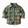 thumbnail image 2 of TOWED22 Boys Plaid Flannel Shirts Long Sleeve Casual Button Down Shirts Collared Fall Clothes,Light Green,4-5 Y, 2 of 5
