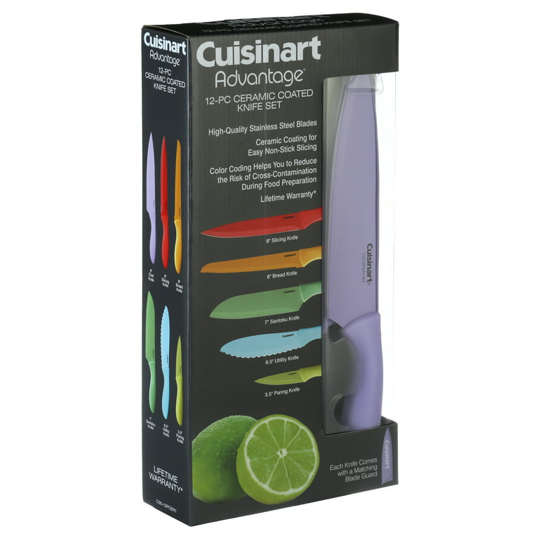 Cuisinart C55-12PCG Advantage 12-Piece Gray Knife Set with Blade Guards  Bundle with Deco Gear Kitchen Safety Cut Resistant Gloves and Deco  Essentials 3 Slot Manual Knife Sharpener 