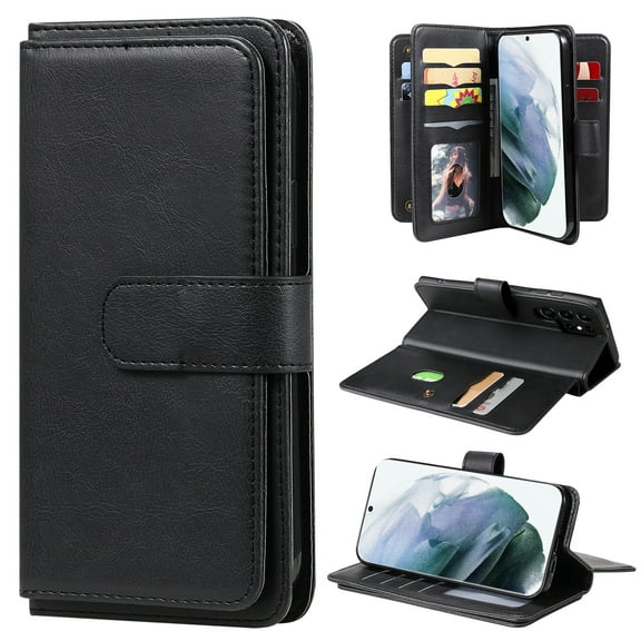 SaniMore Versatile Case for Samsung Galaxy S23 Ultra 6.8" 2023, Durable PU Leather Case Card Slots Flip Kickstand Magnetic Closure Anti-drop Shockproof Full Protective Wallet Business Case, Black