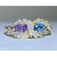 thumbnail image 3 of 2Ct Pear Cut Lab Created Blue Topaz Amethyst Cluster Ring 14k Yellow Gold Plated, 3 of 5